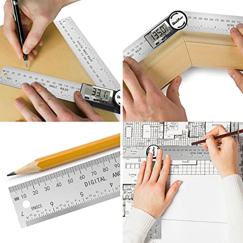 Digital Angle Finder Protractor, DEGLASERS Digital Protractor 7inch/200mm Stainless Steel Angle Measuring Tool with LCD Display for Carpenter/Woodworking (Battery Included)