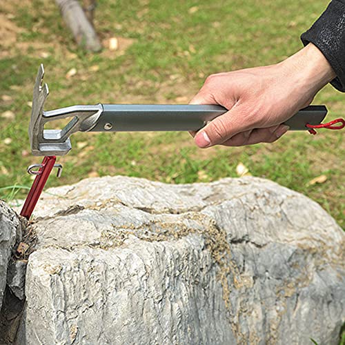 Camping Claw Hammer, Multi-Functional Tent Stake Hammer Portable Stainless Steel Ox Horn Head Tent Stake Hammer with Aluminium Handle for Camping Hiking Backpacking Gardening