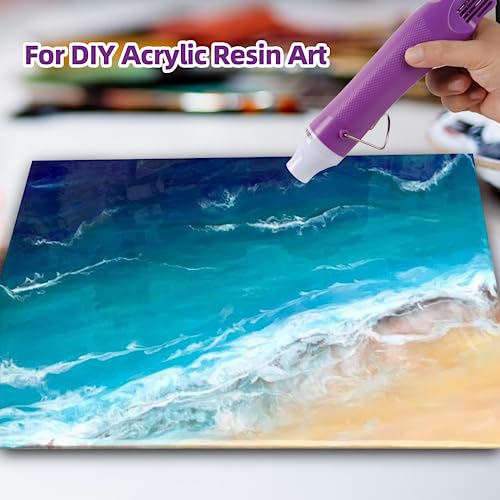 Bubble Removing Tool for Epoxy Resin and Acrylic Art, DIY Glitter Tumblers, Specially-Designed Heat Gun for Making Acrylic Resin Travel Mugs Tumblers to Remove Air Bubbles (Purple, 8.8x1.8") - color: Purple