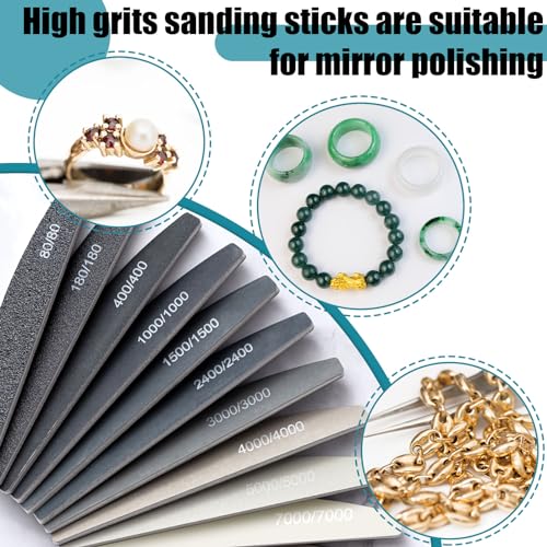 Honoson 20 Pcs Sanding Sticks for Plastic Models 3D Print Polishing Sticks Assorted Metal and Wood Sanding Tools Accessory for Model Craft Amateur Beginner(Low Grits Rating,Moon Style) - style: Moon Style