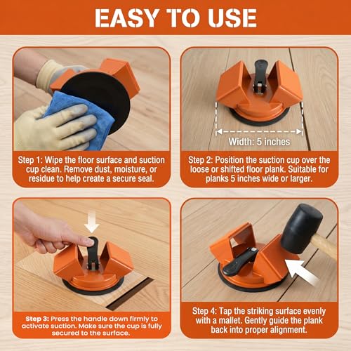 Heavy Duty 45° Floor Gap Fixer Tool | Iron Construction with Enhanced Suction Cup | Includes Slot Cutter & 5 Sticky Pads | Laminate & Vinyl Flooring Gap Repair & Installation Tool