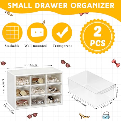 Wenqik 2 Pcs Mini Storage Drawers, Black, White - color: Black, White