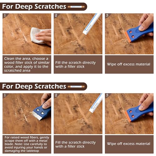 Oriflame Wood Furniture Filler Sticks: 12-Color Wood Repair Wax Crayons with Scraper for Scratches/Cracks/Holes/Stains in Floors/Table/Cabinets/Desks/Bedposts(Hardwood/Laminate)