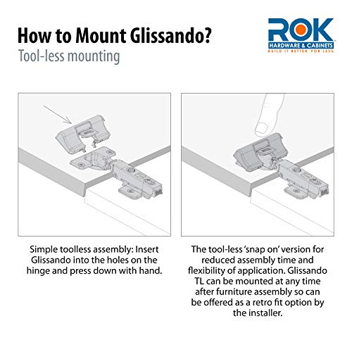 Titus Rok T-Type Glissando TT Snap On 110, 120 Degree Soft Close Cabinet Hinge Damper Adapter Add on TSC110A European Made for Titus Rok Hinges Only (10, Soft Close Adapter Add On)