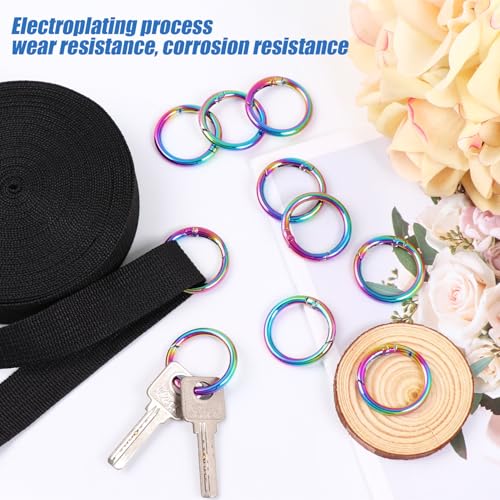 1 Inch Spring O Rings Buckles-10 Pcs Rinbow Spring Gate Rings Clasps - color: Rainbow Spring Rings-10pcs-1 Inch