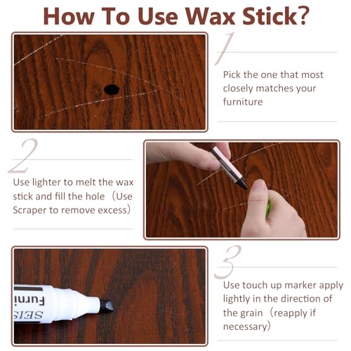 NEW Upgraded Furniture Repair Kit Wood Markers-Set of 24-Markers and Wax Sticks with Sharpener and black cloth Kit, Restore Nail Holes on Wood Furniture, Wood Marker Pens for Scratches, Molding Repair - size: 24-Markers and Wax Sticks