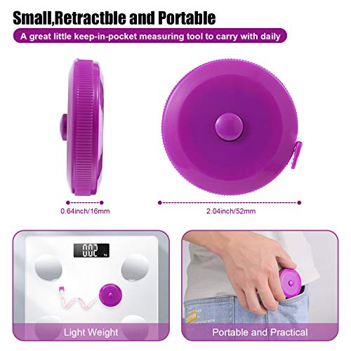 Tape Measure Retractable, Fabric Measuring Tape, 60 Inch Small Sewing Tailor Soft Ruler for Craft Nursing Clothing Medical Travel(3 Pack/Purple) - color: Purple