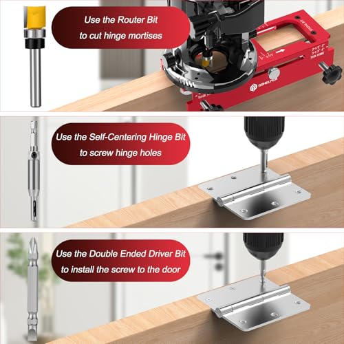 Door Hinge Jig, Door Hinge Template Kit for Router, with Door Lock Kit - style: With Plastic Door Lock Kit