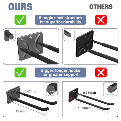 WALMANN Garage Hooks, Heavy Duty 12-inch Wall Hooks for Hanging, 2-Pack - style: Pack of 2