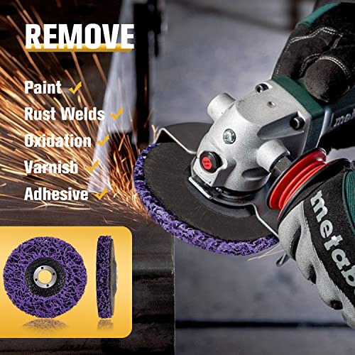 10 Pack Strip Disc Wheel for Angle Grinder Paint Rust Removal 4" x 5/8" - style: 4'' x 5/8''-Purple