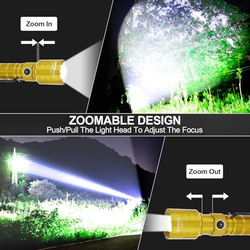 Rechargeable Flashlights High Lumens,Super Bright Small Powerful Flashlight - color: Yellow Gold