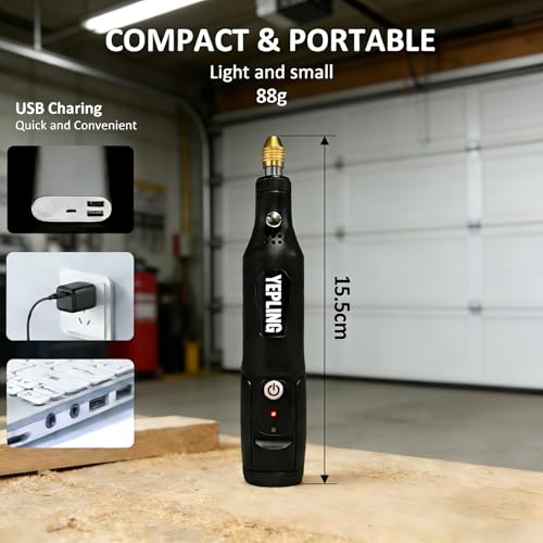 Cordless Rotary Tool, 3.7V Li-Ion 15000rpm Electric DIY Mini Polisher Kit, 72 Pieces Accessories USB Cordless Multi-Tool, Great for Nail Polishing and Light Work