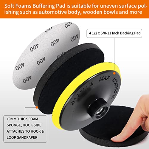 Pomsare 45PCS 5 Inch Wet Dry Sanding Discs Kit with Hook and Loop Backing Pad 5/8-11 and Foam, Angle Grinder Drill Sanding Attachment, Sander for Drill 400 to 5000 Grits Sandpaper for Wood Metal Car - style: 5 Inch