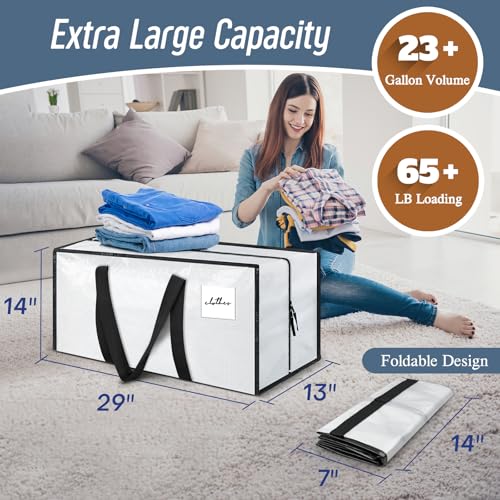 12 Pack Extra Heavy Duty Large Moving Bags with Strong Zipper, White - color: White, size: 12 Pack