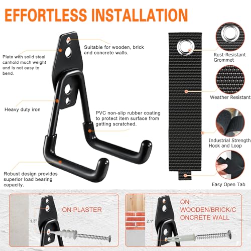 HUPBIPY 18 Pack Garage Hooks Heavy Duty, Wall Mount Ladder Hooks - color: 18 Pack Black