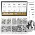 382 Pieces M4 x 5/6 /8/10 /12/16 /20mm Phillips Pan Head Machine Screws Nuts Washers Assortment Kit, 304 Stainless Steel, Fully Machine Thread - size: M4