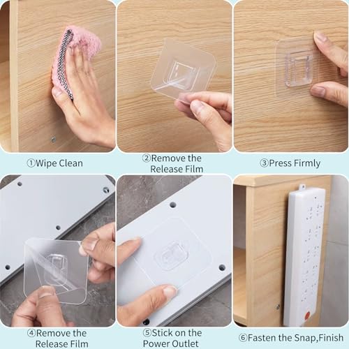 Double Sided Adhesive Wall Hooks,20 Pack Self Adhesive Hooks,Suitable for Hanging and Organizing Power Outlets, Picture Frames, and Tissue Boxes at Home, Office, or in Rv