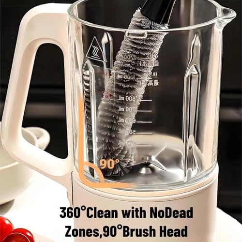 2-in-1 Detachable Blender Cleaning Brush for Vitamix & Ninja, Dual-Head Bottle Brush for Juicer, Cup Lid, Meat Grinder & Kitchen Appliances, Long-Handled Food-Grade Bristles for Deep Crevice Clean