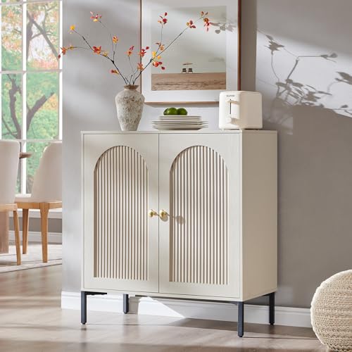 IFGET 34" Tall Modern Arched Sideboard Buffet Cabinet with Storage, Cream - color: Cream, size: 1 Piece