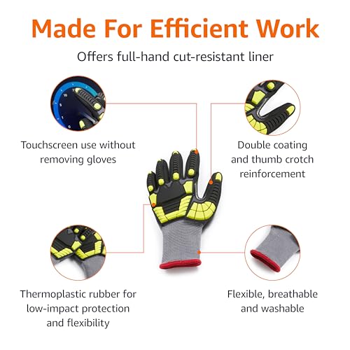 Amazon Basics Cut Level A1, Abrasion ANSI Level A4, Impact Protection Gloves with Touch Screen Friendly 15G Sandy Nitrile Palm, Pack of 120 Pairs, Yellow, Size Small - size: Small
