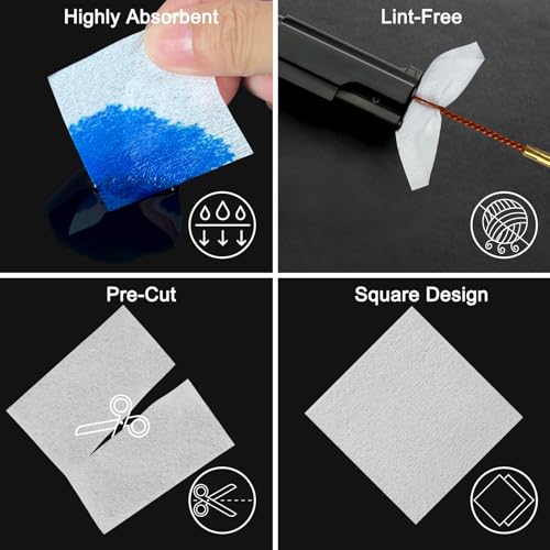 Egaageoi Gun Cleaning Patches and Pointed Swabs with Storage Box - Lint-Free Gun Cleaning Supplies for Shooting Practice, Range Match, Hunting Prep - Compatible with .22 to .45 Cal, 9mm, .30 Caliber - style: 900 Patches + 200 Swabs