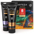 ARTEZA Metallic Acrylic Paint Set, 8 Vibrant Colors, 4.06 oz High-Viscosity - style: 8 x 120ml (4.06 fl oz) Vibrant Essentials