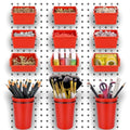 Pegboard Bins Cups with Hooks & Loops 12 Pack Peg Board Organizer (Red) - color: Red