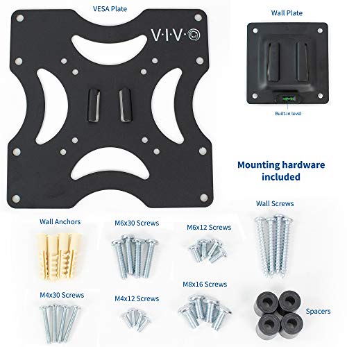 VIVO Basic TV Wall Mount Bracket for 23 to 37 inch Screens, Max 200x200mm VESA with Removable Mounting Plate, Black, MOUNT-VW2X2A