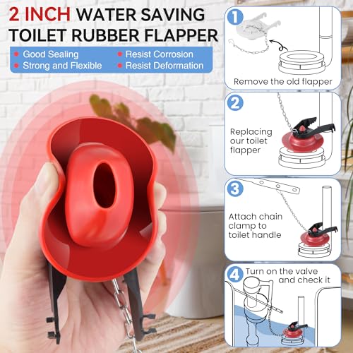 Saillong 3 Set Universal Toilet Tank Replacement Kit, Include Fill Valve, 2 Inch Low Flow Rubber Flapper, Front Mount Toilet Flush Brass Handle, Adjustable, Quiet, Easy Install Repair Kit