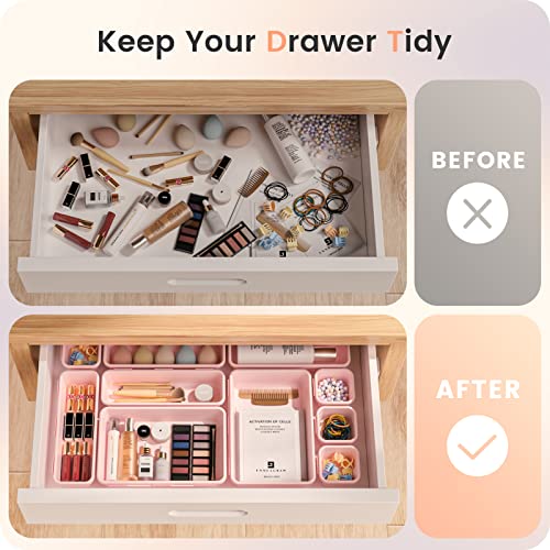 A-LuGei【𝟰𝟲𝗣𝗖𝗦【5 Size】 Tool Box Organizer Tray Divider Set, 【Pink】 Desk Drawer Organizer, Garage Organization and Storage Toolbox Accessories Rolling Tool Chest Cart Cabinet WorkBench Small Part - color: Pink