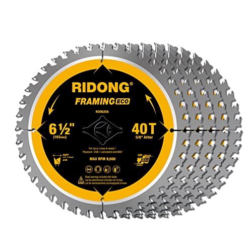 6-1/2 Inch 40 Tooth Circular Saw Blade with 5/8 Inch Arbor ATB Finishing for Wood Cutting(5-Packs) - size: 6-1/2" 40T (5 packs)