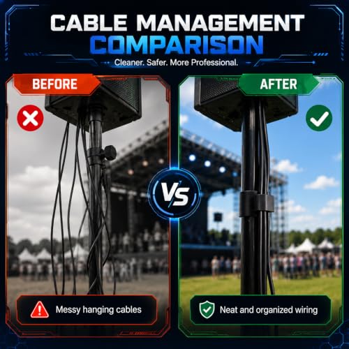 10 Pack 35mm Speaker Pole Cable Clips, Speaker Stand Cable Management Clips, Audio Cable Holders for Cord Organization, Wire Clips for Studio Equipment, PA Speaker Stands and Event Setup