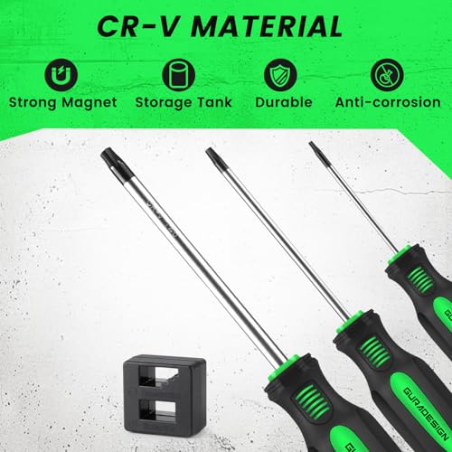 GURADESIGN 13 Pieces Magnetic Torx Screwdriver Set ，T5 -T40 Star Screwdrivers