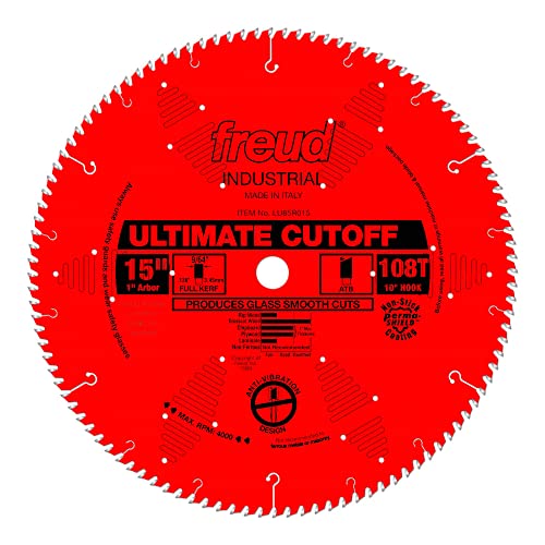 Freud 15"" x 108T Ultimate Cut-Off Blade (LU85R015) - style: 15-Inch 108 Tooth ATB Ultimate Cut-Off Saw Blade with 1-Inch Arbor and PermaShield Coating