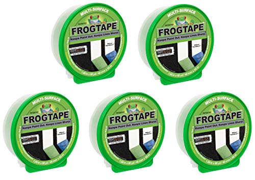 FrogTape Multi-Surface Painters Tape with PAINTBLOCK, 2 Inch Wide (1.88 in. x 60 Yds), Medium Adhesion, Green, 1 Roll (1358464) (Pack of 5) - size: 1.88 Yards Width x 60 Yards Length (Pack of 5)