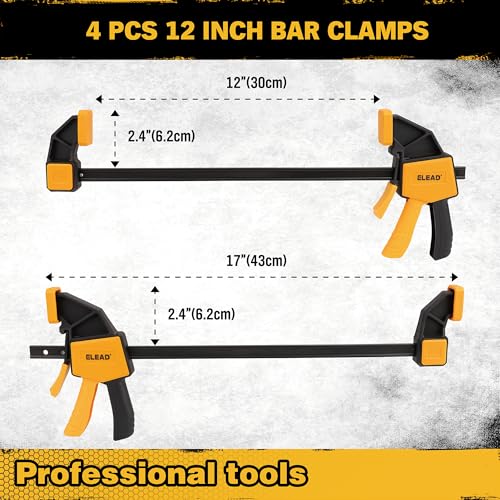 8-Piece Bar Clamps for Woodworking - 4 Pcs 12 inch Bar Clamps with 150 LBS Load Limit, 4 Pcs Heavy Duty Metal Spring Clamps, Quick Release Triggers - style: 8-Piece long 150lbs