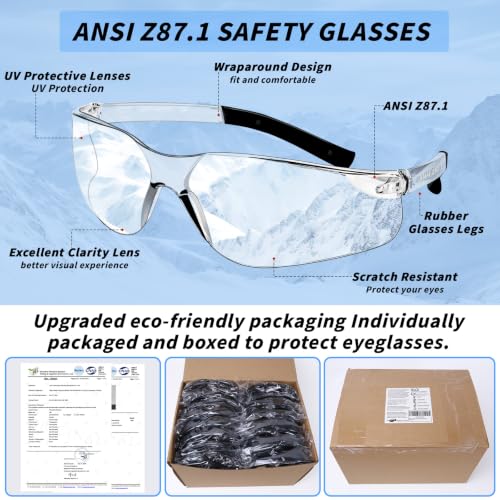110 PCS Safety Glasses Bulk Unisex, ANSI Z87.1 Eye Protection Glasses - color: Mixed