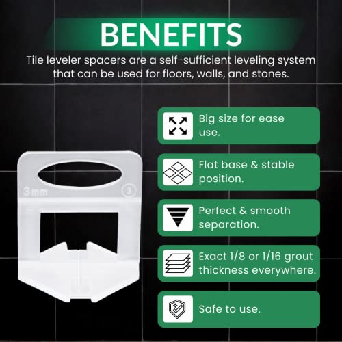 KMS 500 Tile Spacers 1/8" – Tile Spacer Leveling System for Professional Tile Installation, Consistent Gap Tile Leveling Spacers - color: 500 Tile Spacers 1/8"