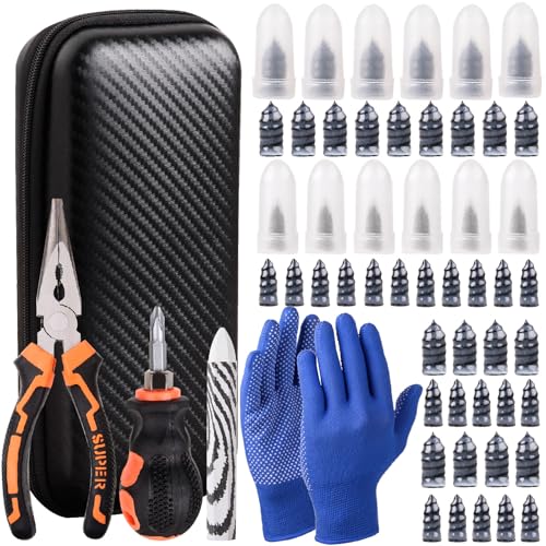 100PCS tire Screw Plug Repair kit – No Tire Removal Needed, tire sidewall Repair kit, Patch Plug Tools & Portable Storage Bag – Quick Flat Tire Fix for Car, Truck, Motorcycle & SUV