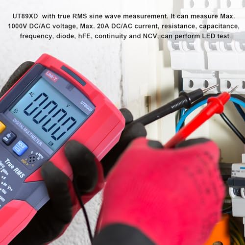 UNI-T UT89XD Digital Multimeter Tester, TRMS 6000 Counts AC DC 1000V Multimetro Volt Ohm Meter Automotive Electrical Capacitance Multimeter, Measures Current Temperature NCV Resistance - style: UT89XD[12V LED Test]