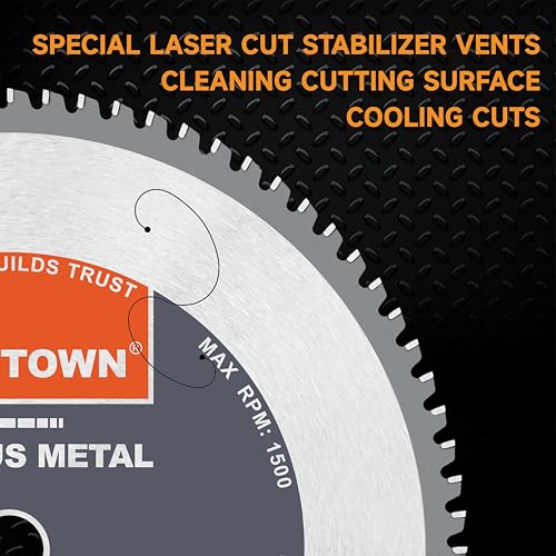 TWIN-TOWN 8 Inch 52 Teeth Dry Cut Steel and Ferrous Metal Cermet Saw Blade with 5/8-Inch Arbor - size: 8" 52T thick steel