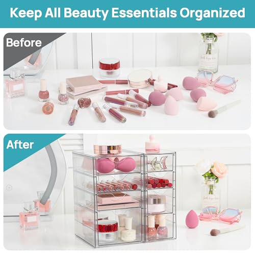 Vtopmart Acrylic Desk Organizer with 8 Drawers for Office, Makeup, Crafts - style: C