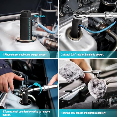 DURATECH O2 Oxygen Sensor Socket 3/8" Drive x 7/8"(22mm) - size: 1pc 3/8" Dr. x 7/8" long oxygen sensor socket