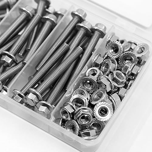 112PCS M6 Stainless Steel 304 Flanged Hex Head Bolts and Nuts kit 10mm 20mm 30mm 40mm 50mm - color: 112PCS M6 Bolts and Nuts Kit