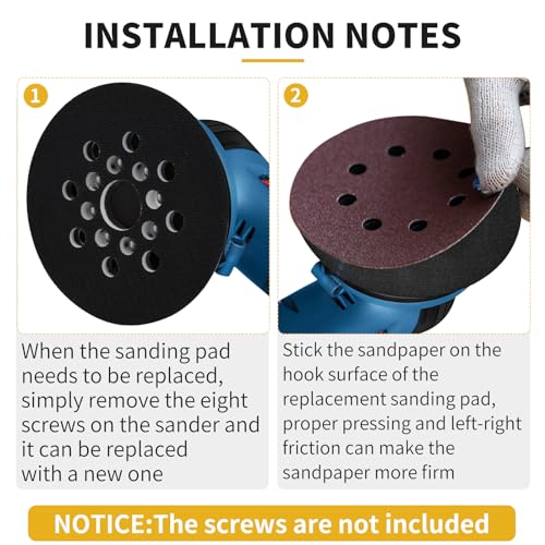 5" Hook & Loop Replacement Sander Pad RS034 & RS035 Compatible with Bosch Random Orbital Sander ROS20 ROS20VS GEX12V with 4 PCS Foam Pad & 36 PCS Sanding Discs 100 150 180 240 320 400 Grits - style: For RS034 & RS035