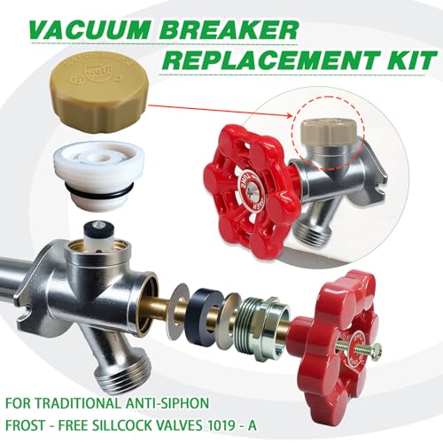 Anti-Siphon Industrial-control-valves Repair Kit， ASSE 1019-A Vacuum Breaker Check Valve Replacement Kits with Decorative Cover, Plastic Body,Plunger and O-Ring,1 Pack - color: yellow plastic