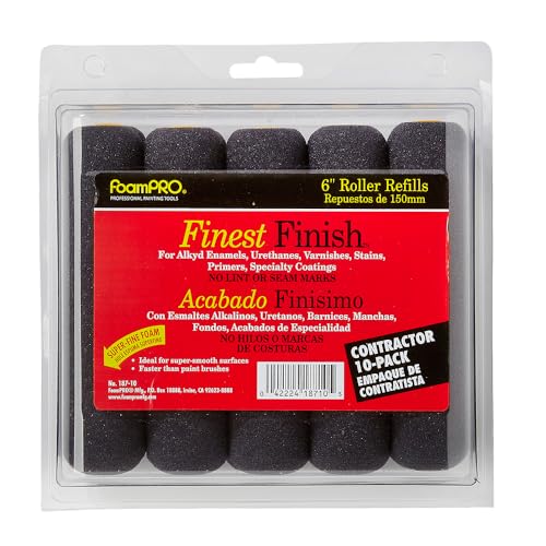 FoamPRO 187-10 Finest Finish Mini Foam PAint Roller Refills, Pack of 10 - size: Pack of 10, style: Refill 6"
