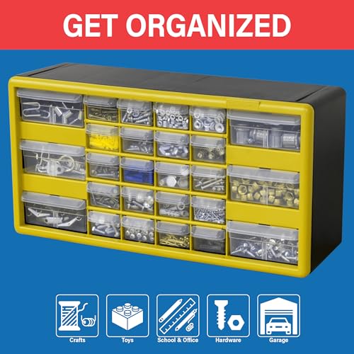 Akro-Mils 26-Drawer Plastic Storage Cabinet, 20"W x 6"D x 10"H, Black - size: 26-Drawer