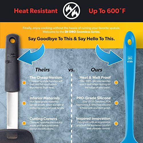 DI ORO Silicone Spoonula - Spoon Spatula, 600F Heat Resistant, Blue - color: Blue