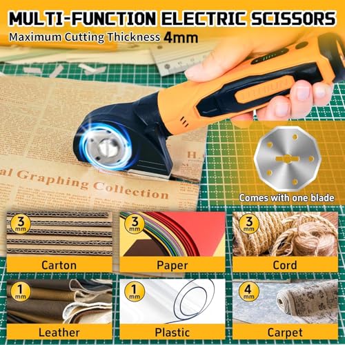 4-In-1 Cordless Electric Scissors,90pcs Multi-Functional 4V Cardboard Cutter Electric,Includes Interchangeable Rotary Tool Kit,Suitable For Cardboard Cutting,Sanding,Drilling,And Diy Crafts
